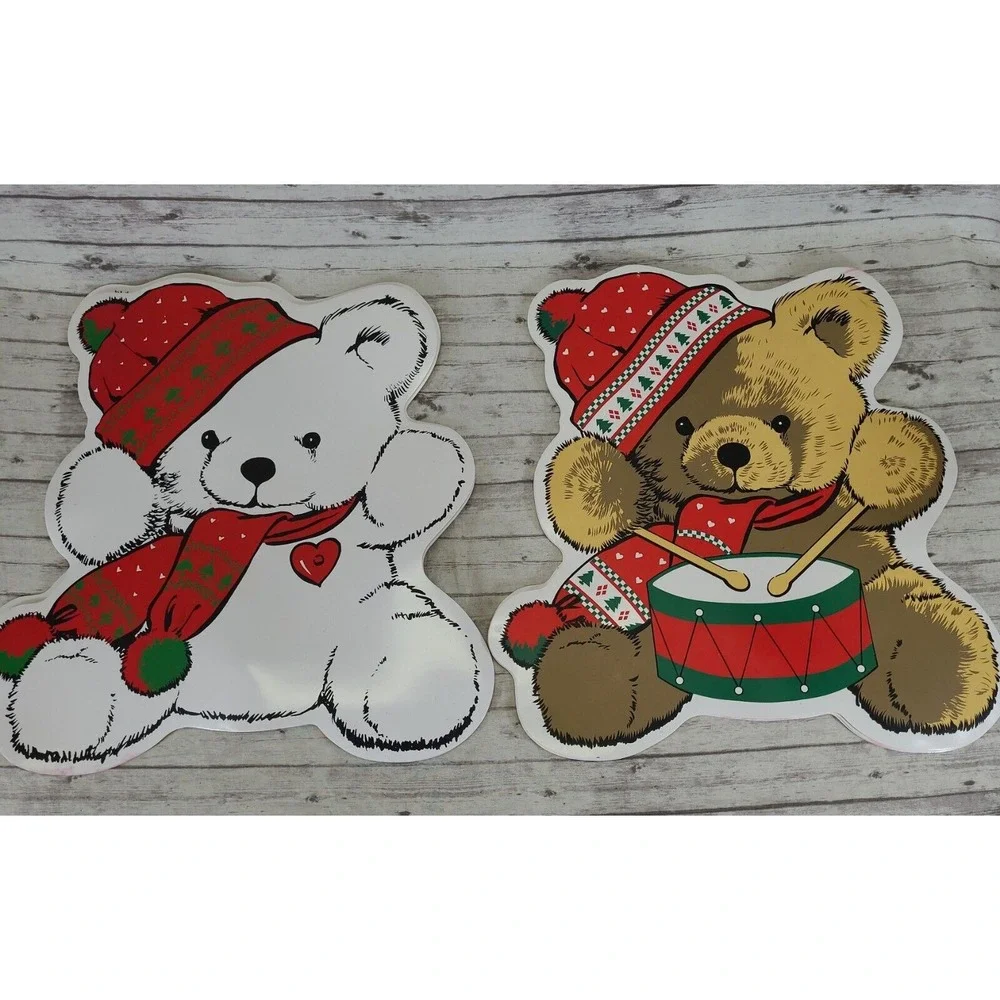 Vintage Teddy Bear Place Mats Lot Of 7-3 White 4 Brown‎